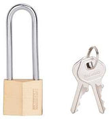 ProSource HD10032 Padlock, Long Shackle, 3/16 in Dia Shackle, 2-1/4 in H Shackle, Steel Shackle, Brass Body, Solid Brass