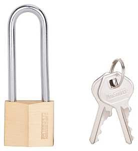 ProSource HD10032 Padlock, Long Shackle, 3/16 in Dia Shackle, 2-1/4 in H Shackle, Steel Shackle, Brass Body, Solid Brass