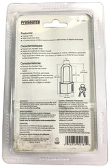 ProSource HD10042 Padlock, Long Shackle, 1/4 in Dia Shackle, 2-1/4 in H Shackle, Steel Shackle, Brass Body, Solid Brass