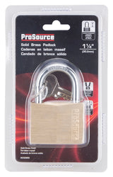 ProSource HD10050 Padlock, Standard Shackle, 5/16 in Dia Shackle, 1-1/2 in H Shackle, Steel Shackle, Brass Body