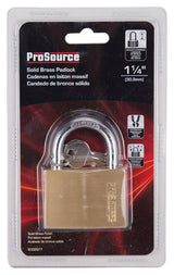 ProSource HD10060 Padlock, Standard Shackle, 11/32 in Dia Shackle, 1-1/2 in H Shackle, Steel Shackle, Brass Body