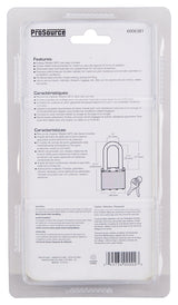 ProSource HD00022L Padlock, Long Shackle, 9/32 in Dia Shackle, 3 in H Shackle, Steel Shackle, Steel Body