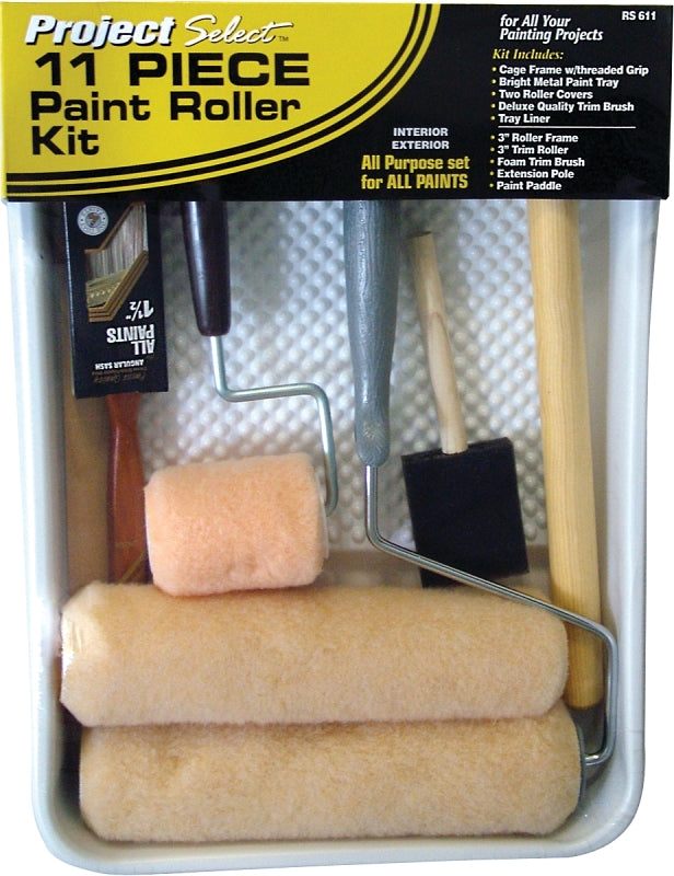 Linzer RS611 Roller and Tray Set, Metal, Includes: (2) 3/8 in Roller Covers, Metal Tray, Tray Liner, Extension Handle