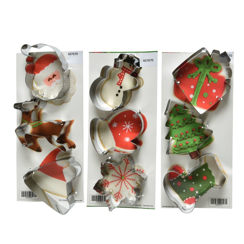 Decoris 3.35 in. W X 3.15 in. L Christmas Cookie Cutter Set Silver 3 pc, Pack of 18