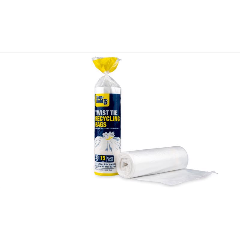 Iron-Hold 33 gal No Scent Recycling Bags Twist Tie 15 pk, Pack of 12