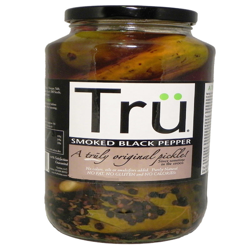 Tru Pickles Smoked Black Pepper Pickles 24 oz Jar, Pack of 6