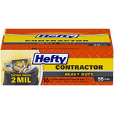 Hefty 55 gal No Scent Contractor Bags Twist Tie 16 pk, Pack of 4