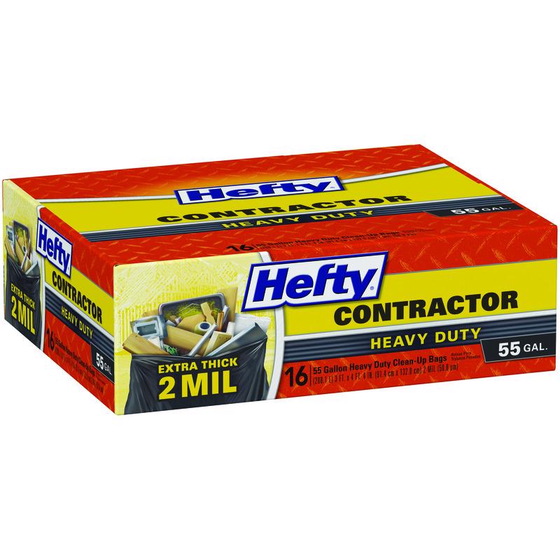 Hefty 55 gal No Scent Contractor Bags Twist Tie 16 pk, Pack of 4