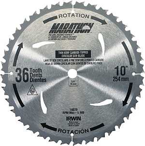 Irwin Marathon 24070 Table Saw Blade, 10 in Dia, 5/8 in Arbor, 40-Teeth, Carbide Cutting Edge, Pack of 5