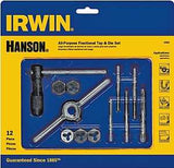 Irwin POWER-GRIP 24605 Tap and Die Set, 12-Piece, Includes: #10-32 NF Machine Screw Plug Tap and 5/8 in Hexagon Dies