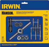 Irwin POWER-GRIP 24605 Tap and Die Set, 12-Piece, Includes: #10-32 NF Machine Screw Plug Tap and 5/8 in Hexagon Dies