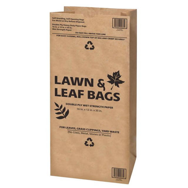 Ampac  30 gal. Lawn & Leaf Bags  Flap Tie  Paper  5 pk, Pack of 10
