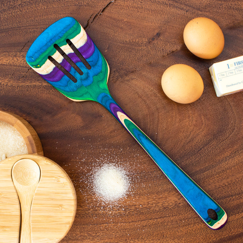 Totally Bamboo Baltique Multicolored Birch Wood Slotted Spatula