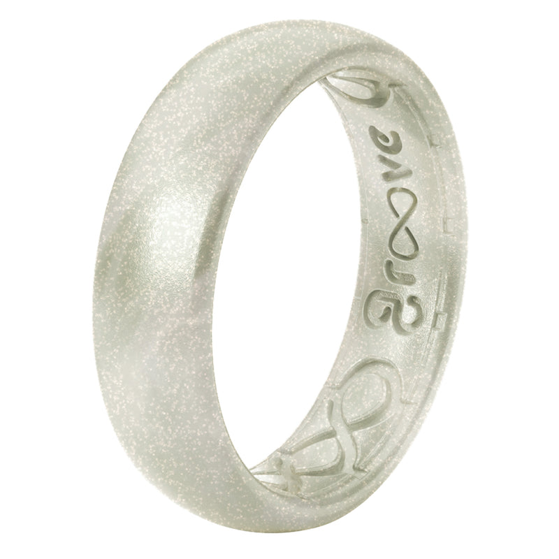 Groove Life Womens Thin Solid Pearl Round White Ring Silicone Water Resistant Size 6