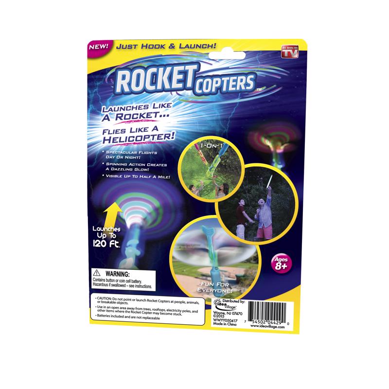 Rocket Copters Slingshot LED Launching Helicopters Assorted 5 pc