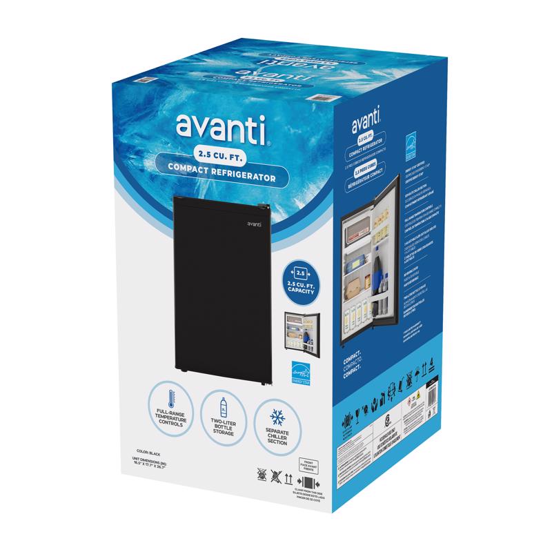 Avanti 2.5 cu ft Black Steel Compact Refrigerator 200 W