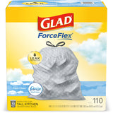 Glad Force Flex 13 gal Fresh Tall Kitchen Bags Drawstring 110 pk, Pack of 3