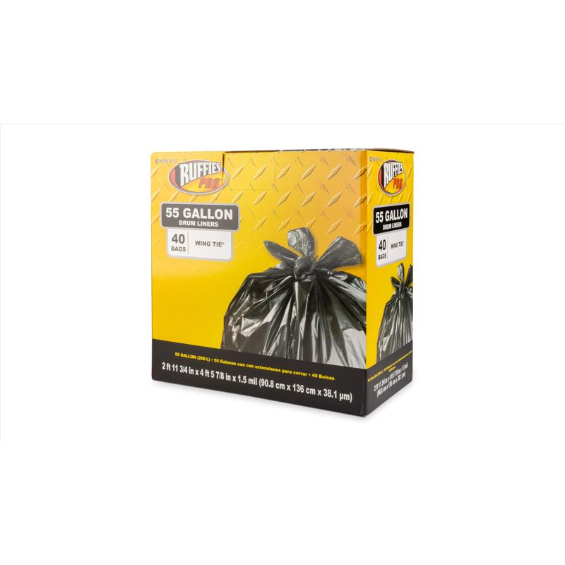 Ruffies 55 gal Drum Liners Wing Ties 40 pk