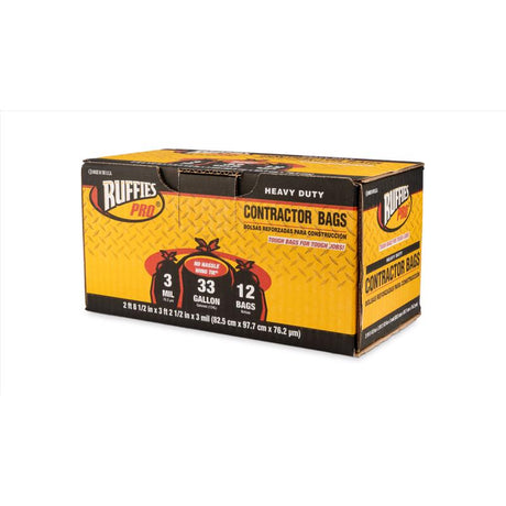 Ruffies 33 gal Contractor Bags Wing Ties 12 pk