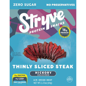 Stryve Biltong Hickory Seasoned Beef Strips 2 oz Bagged, Pack of 8