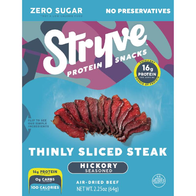 Stryve Biltong Hickory Seasoned Beef Strips 2 oz Bagged, Pack of 8