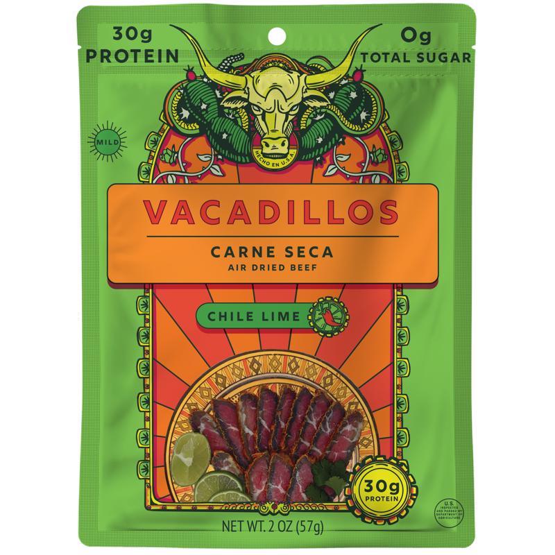 Vacadillos Carne Seca Chile Lime Beef Strips 2 oz Bagged, Pack of 8