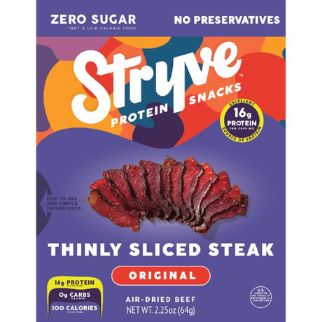 Stryve Biltong Original Beef Strips 2 oz Bagged, Pack of 8