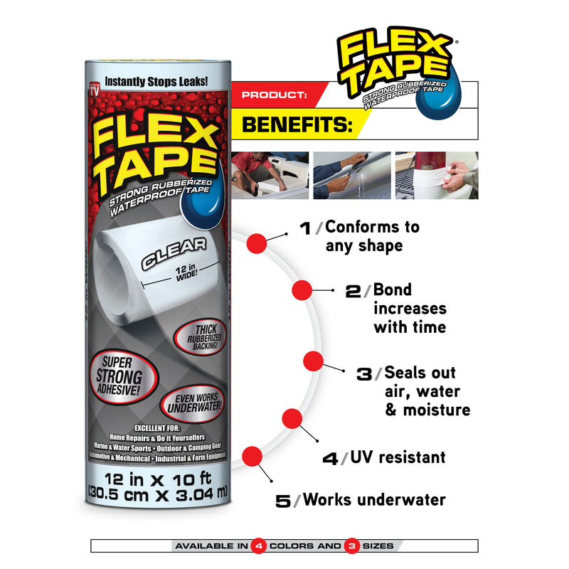 Flex Seal Family of Products Flex Tape MAX 8 in. W X 25 ft. L Black Waterproof Repair Tape