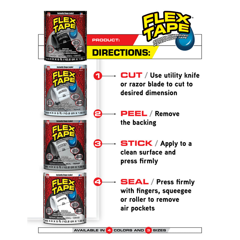 Flex Seal Family of Products Flex Tape MAX 8 in. W X 25 ft. L Black Waterproof Repair Tape