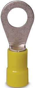 Gardner Bender 20-106 Ring Terminal, 600 V, 12 to 10 AWG Wire, #8 to 10 Stud, Vinyl Insulation, Copper Contact, Yellow