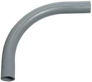 Carlon UA9DK Elbow, 2-1/2 in Trade Size, 90 deg Angle, SCH 40 Schedule Rating, PVC, 24 in L Radius, Plain End, Gray
