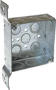 Raco 8196 Electrical Box, 2-Gang, 14-Knockout, Steel, Gray, Galvanized, FM Bracket