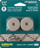 Shepherd Hardware 9455 Furniture Pad, Round, 1-1/2 in Dimensions, 75 lb, PTFE, Tan, 4/PK
