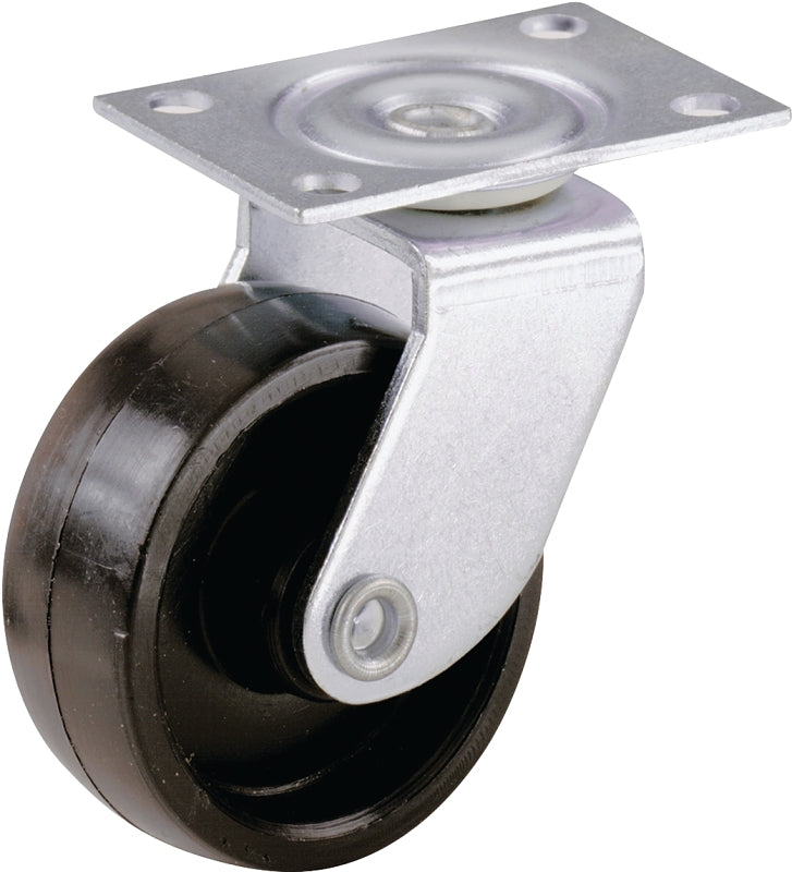 Shepherd Hardware 9556 Swivel Caster, 1-1/4 in Dia Wheel, Plastic Wheel, Black, 40 lb