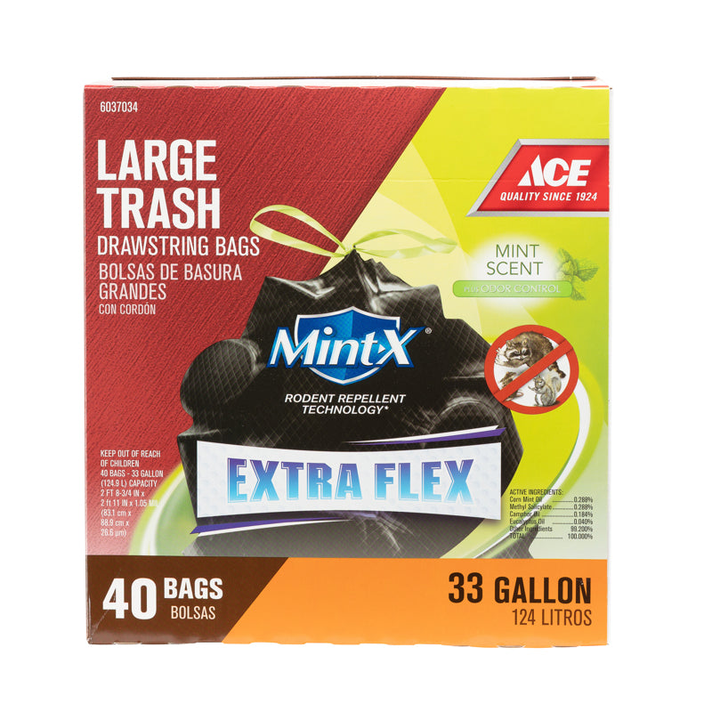 Ace 33 gal Mint Trash Bags Drawstring 40 pk, Pack of 3
