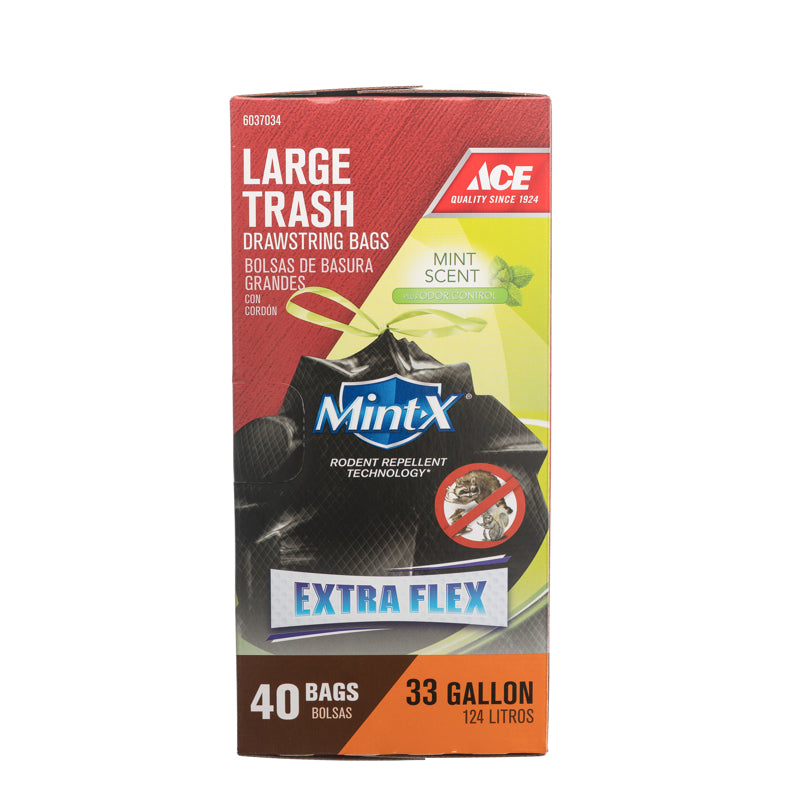 Ace 33 gal Mint Trash Bags Drawstring 40 pk, Pack of 3