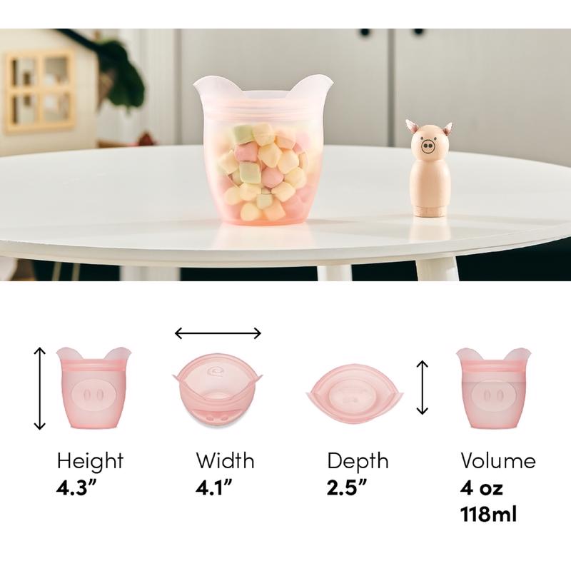 Zip Top 4 oz Pink Storage Cup 1 pk, Pack of 6