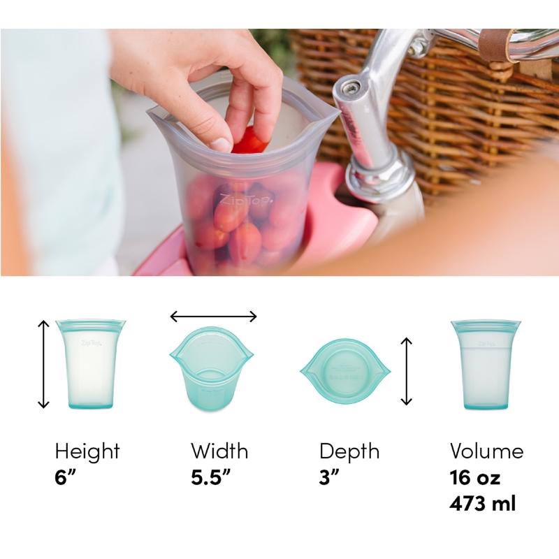 Zip Top 16 oz Teal Storage Cup 1 pk