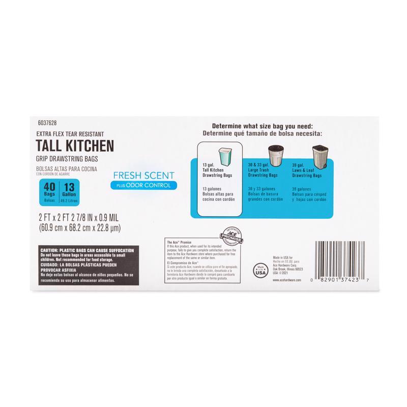 Ace 13 gal Fresh Tall Kitchen Bags Drawstring 40 pk, Pack of 6