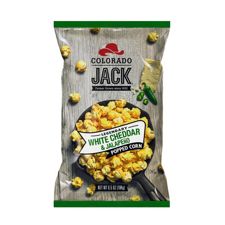 Colorado Jack Legendary White Cheddar and Jalapeno Gourmet Popcorn 6.5 oz Bagged, Pack of 12