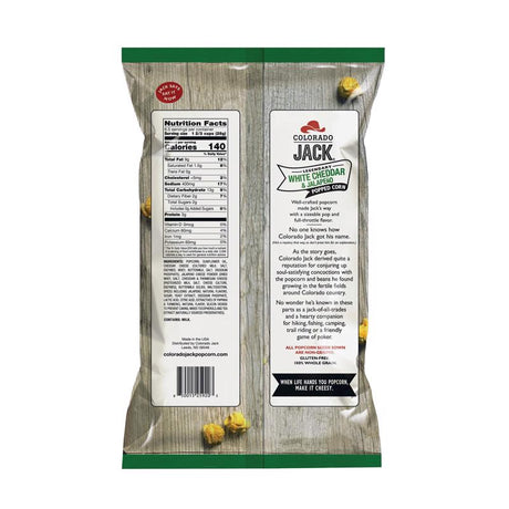 Colorado Jack Legendary White Cheddar and Jalapeno Gourmet Popcorn 6.5 oz Bagged, Pack of 12