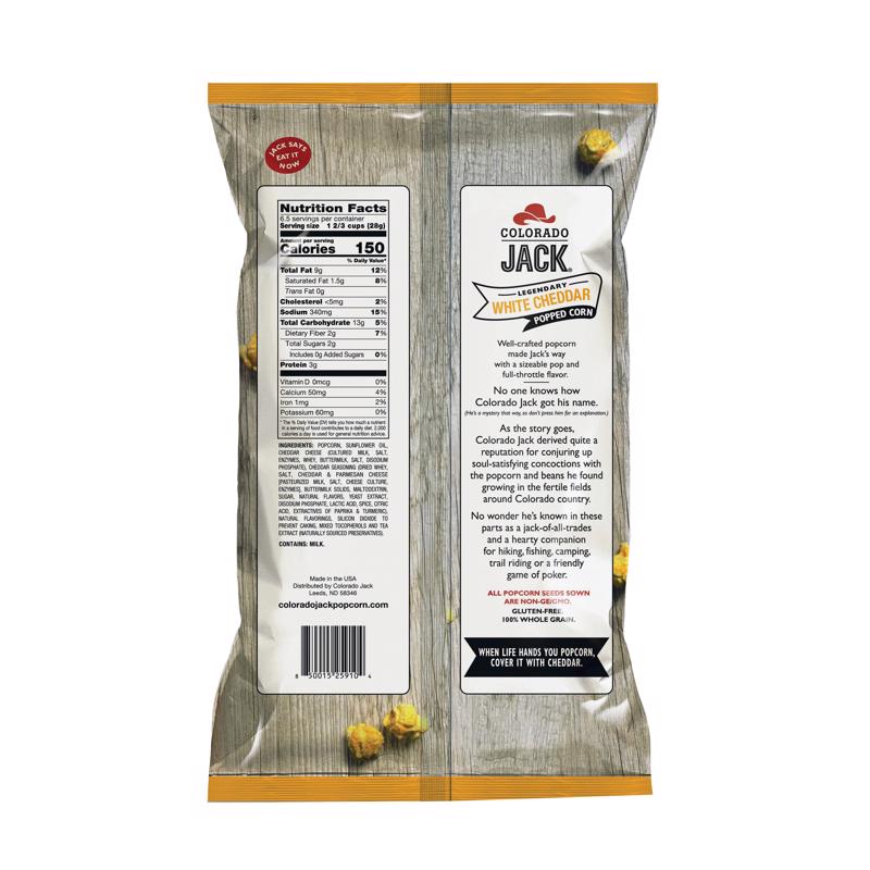 Colorado Jack Legendary White Cheddar Gourmet Popcorn 6.5 oz Bagged, Pack of 12