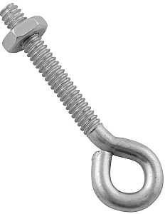 National Hardware N221-069 Eye Bolt, #10-24 Thread, Coarse Thread, 1-1/4 in L Thread, 0.28 in ID Dia Eye, Steel, Zinc, Pack of 20
