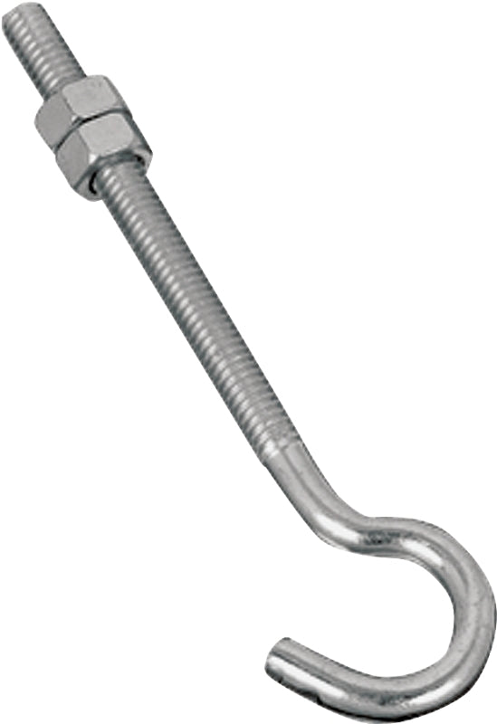 National Hardware 2162BC Series N221-689 Hook Bolt, 5/16-18 Thread, 3-1/4 in L Thread, 5 in L, Steel, Zinc-Plated, Pack of 10
