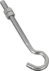 National Hardware 2162BC Series N221-689 Hook Bolt, 5/16-18 Thread, 3-1/4 in L Thread, 5 in L, Steel, Zinc-Plated, Pack of 10
