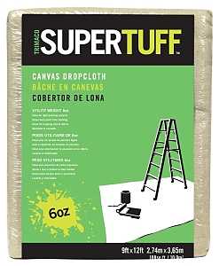 Trimaco 56701 Drop Cloth, 12 ft L, 9 ft W, 0.001 in Thick, Canvas, Beige/Cream