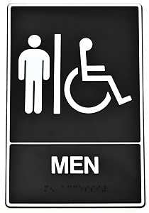 Hy-Ko DB-1 Graphic Sign, Rectangular, MEN, White Legend, Black Background, Plastic, 9 in H x 6 in W Dimensions, Pack of 3
