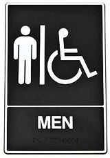 Hy-Ko DB-1 Graphic Sign, Rectangular, MEN, White Legend, Black Background, Plastic, 9 in H x 6 in W Dimensions, Pack of 3