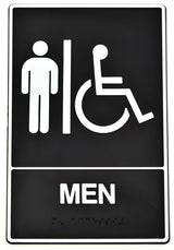 Hy-Ko DB-1 Graphic Sign, Rectangular, MEN, White Legend, Black Background, Plastic, 9 in H x 6 in W Dimensions, Pack of 3