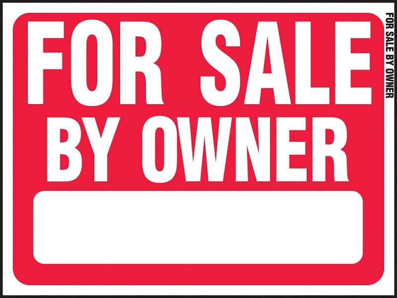 Hy-Ko RS-605 Real Estate Sign, For Sale By Owner, White Legend, Red Background, Plastic, 18 in H x 24 in W Dimensions, Pack of 5